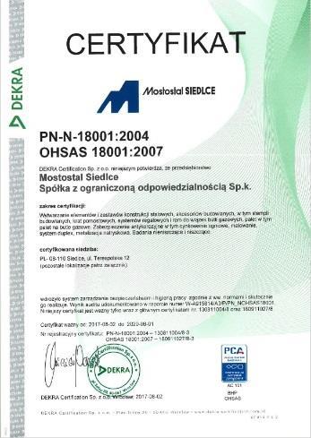 PN N 18001,OHSAS 18001 Higiena Pracy oraz System Zarządzania Bezpieczeństwem PN EN 1090-1
