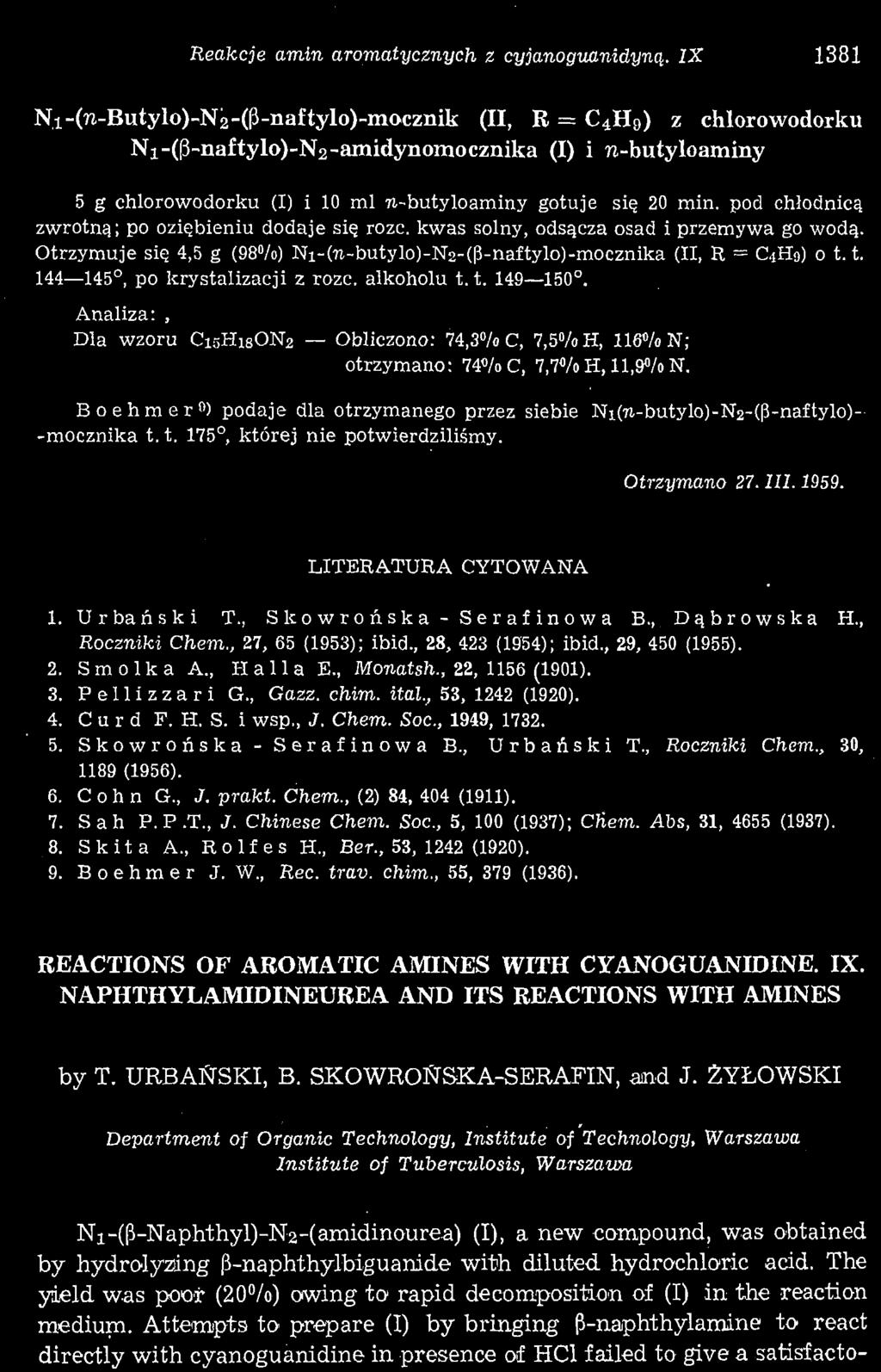 Reakcje amin aromatycznych z cyjanoguanidyną.