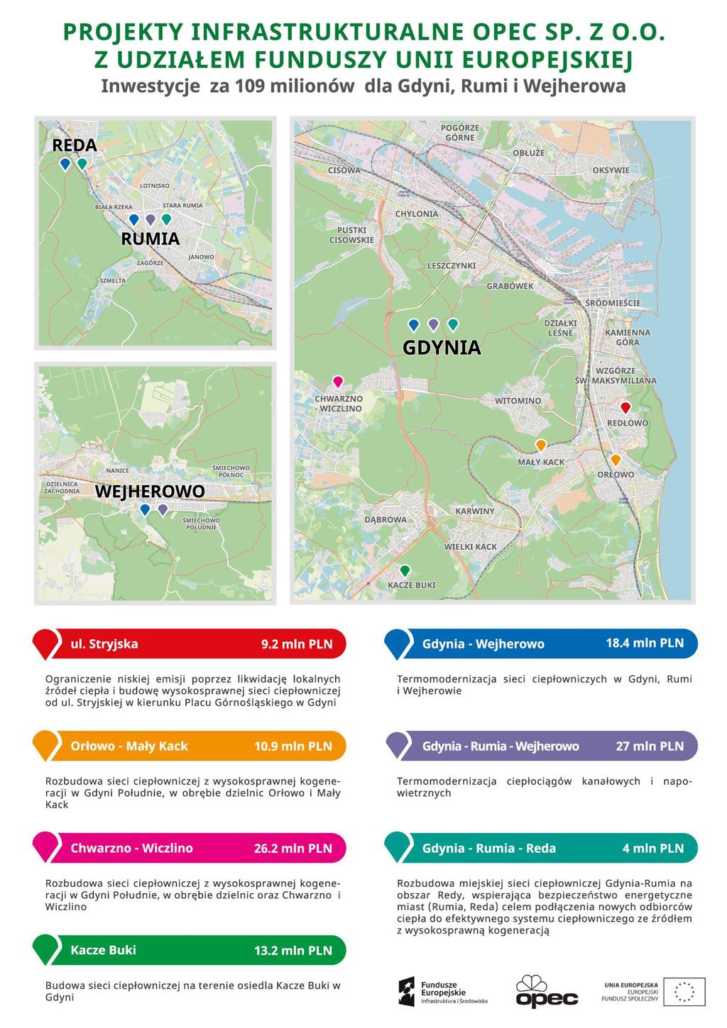 MAPA INWESTYCJI 7 umów z Narodowym Funduszem Ochrony Środowiska i Gospodarki Wodnej w Warszawie o