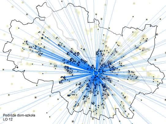 Alokacja aktywności urbanistycznych Spatial interaction Sumowanie różnych przepływów lub interakcji ma