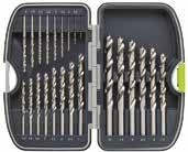 Metal drills Drill sets Luna. 5 piece Hss twist drill set. Art. no. 23214-0103 No. of parts 5 qty Number per pack 1 set 10 sb Luna. Maxi-Box. twist drills Hss.