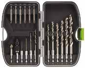 Metal drills Drill sets With HSS drill Luna. 18 piece Hss drill and bit set with countersink and quick chuck bit holder. all parts have a 1/4" hexagonal drive for a quick chuck.