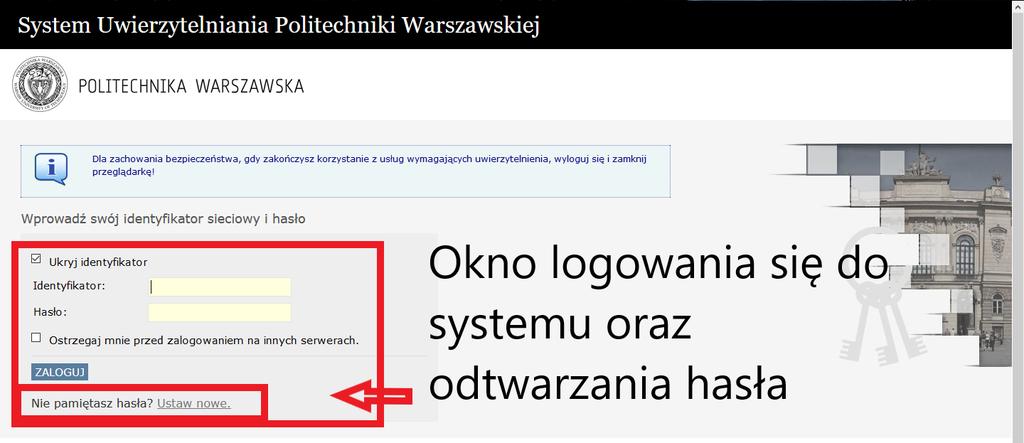 logowania do systemu USOSWeb Uwaga!