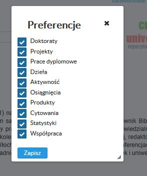 Pracownik uzyskuje również możliwość wyboru danych prezentowanych na jego profilu.