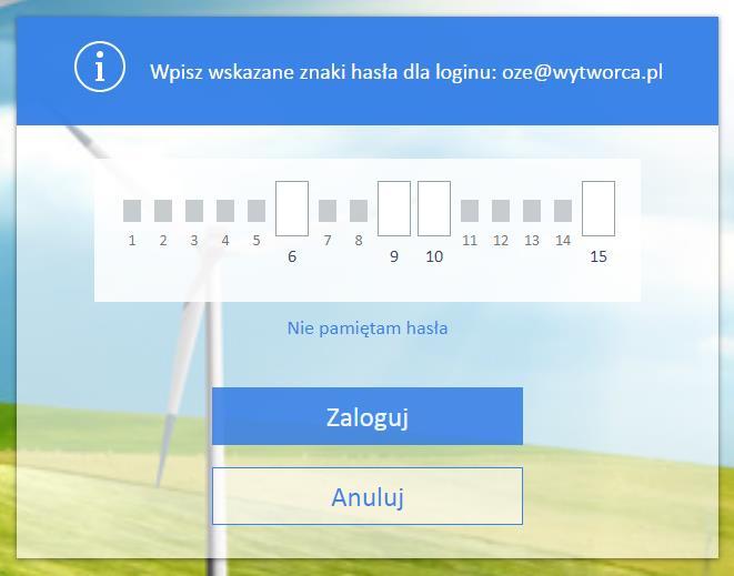 Uwaga Przy każdym logowaniu może być wymagane podanie różnych fragmentów hasła.