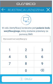 przykład kodu weryfikacyjnego z otrzymanego SMS wprowadzenie dodatkowych danych weryfikacyjnych W następnym kroku w