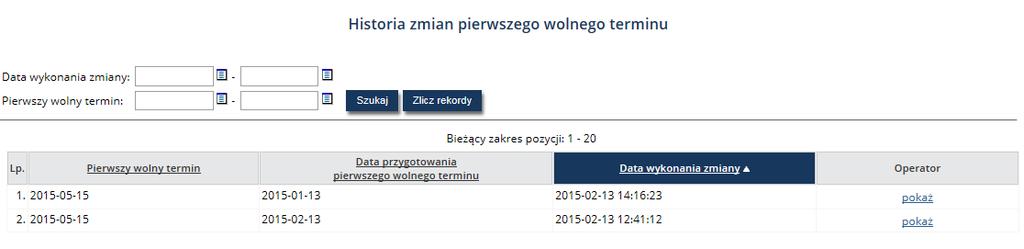 Walidacje podczas wprowadzania informacji o pierwszym wolnym terminie Podczas wprowadzania informacji o pierwszym wolnym terminie w systemie wykonywane są następujące sprawdzenia: data przygotowania