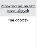 Nagłówek kolumny: Przywrócenie na listę oczekujących Prezentowane dane: informacja na temat tego czy pacjent w przypadku skreślenia z listy oczekujących został na nią przywrócony (wartość: TAK