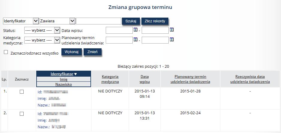 zmodyfikowane oraz dane podstawowe, tj.