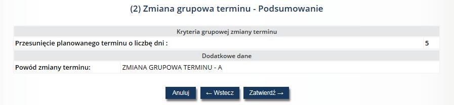 Aby grupowo zmienić planowany termin udzielenia świadczenia, należy zaznaczyć na liście pacjentów, których ma dotyczyć zmiana.