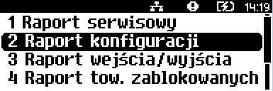 Aby wykonać raport konfiguracji, należy: Użyć klawisza drukarki. w celu wejścia do menu 2 Ponownie użyć klawisza, aby wybrać Raporty.