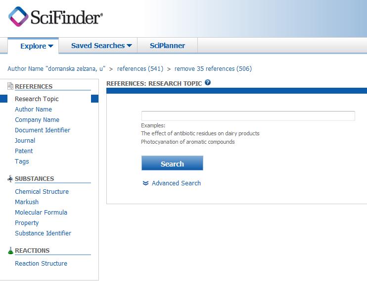 Czego szukasz w SciFinder? Literatury na dany temat?