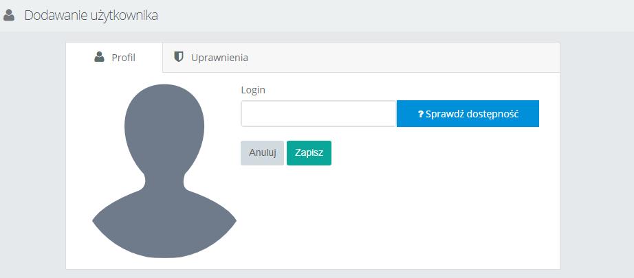 Rysunek 15 Dodawanie użytkownika Kolejnym etapem jest możliwość nadania użytkownikowi odpowiednich uprawnień.