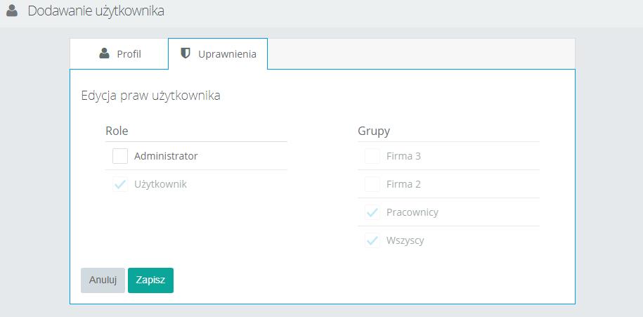 możliwość stworzenia dowolnej ilości firm, natomiast po przypisaniu użytkownika zostaje zajęta jedna licencja.
