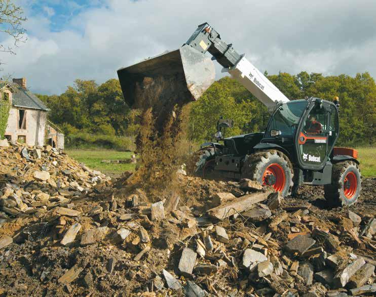 Ładowarka teleskopowa Bobcat TL35.70 może podnieść ładunki o masie do 3,5 tony i umieścić je na wysokości prawie 7 m, co zapewnia wyjątkową wydajność dla najbardziej wymagających zadań.