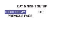 Kontrola kompensacji tylnego oświetlenia jest realizowana w oparciu o wybrane okno z CTR SPOT (1/9 całego obrazu), UPPER 1/3, MIDDLE 1/3, LOWER 1/3. 7.8 DAY/NIGHT menu DAY/NIGHT <AUTO BW> NIGHT OFF 7.