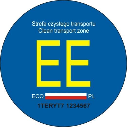 6 wyśrodkowany również w pionie 15. Nalepka do oznaczania pojazdów elektrycznych (EE).