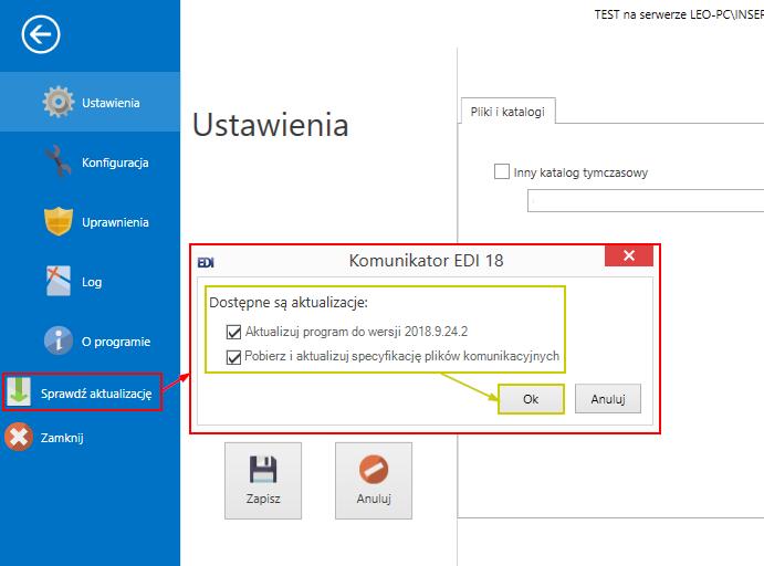 5.6 Sprawdź aktualizacje Wybierając tę opcję, użytkownik może sprawdzić czy są dostępne aktualizacje programu oraz