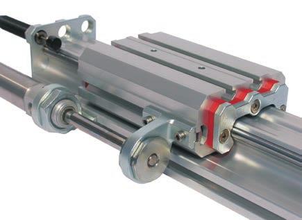 Przykład: Siłownik liniowy o średnicy tłoka 25 mm (ISO 6432) ze skokiem 100 mm z amortyzatorami hydraulicznymi na płytach końcowych Example: Slide with 25mm piston bore (ISO 6432) and 100mm stroke,