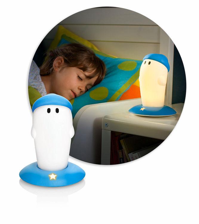 Lampka nocna świecąca łagodnym światłem Przenośna lampa Philips czuwa nad dzieckiem w czasie snu. Gdy dziecko obudzi zły sen, uspokoi je mały, świecący przyjaciel, który towarzyszy mu w nocy.