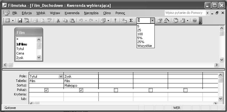 60 Access 2003 PL. Ćwiczenia praktyczne Ćwiczenie 4.7. Rysunek 4.8.