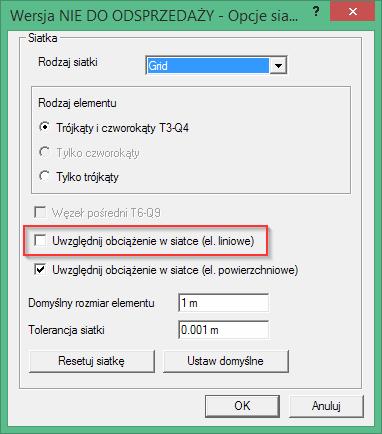 APLIKACJA OGÓLNA [15251] Nowość: Dodano oddzielną opcję umożliwiającą uwzględnienie obciążeń dla elementów liniowych.