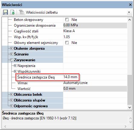 EUROKOD 2 [13311]: Wartości graniczne zostały rozszerzone dla otuliny, gdy wprowadza się te wartości z poziomu menedżera