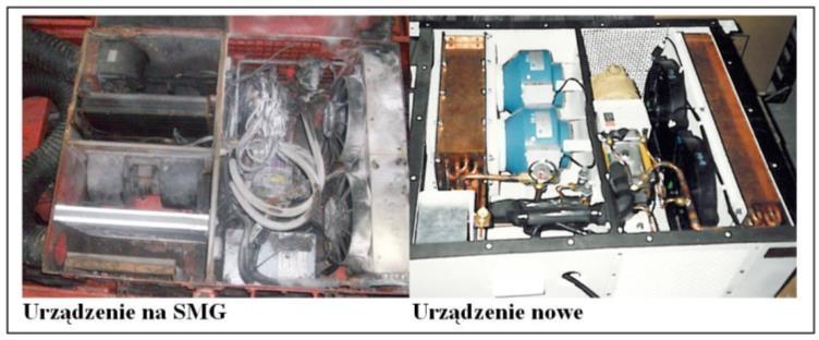 129 Rys. 8. Urządzenie klimatyzacyjne typu kompakt na SMG Z uwagi na technologię robót górniczych i charakter wykonywanych prac, nie wszyscy operatorzy mogą pracować w zamykanych kabinach.
