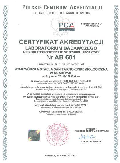 178 DZIAŁALNOŚĆ LABORATORYJNA Dział Laboratoryjny WSSE w Krakowie wykonuje badania i pomiary w trzech lokalizacjach: 1) Laboratorium WSSE Kraków, ul.