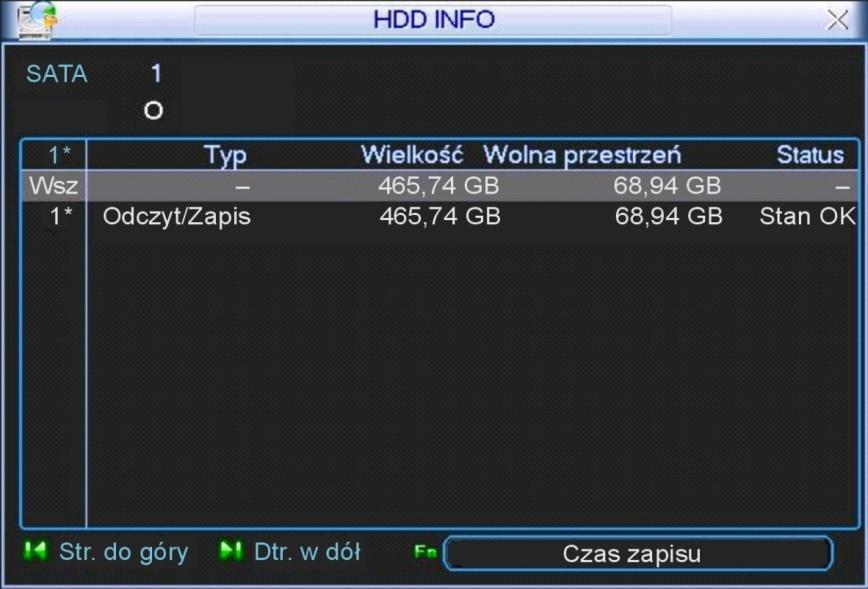 5.6 Informacje DODATKOWE POZYCJE MENU Menu pozwala na śledzenie pracy rejestratora (rys. 5-40.) zostało ono podzielone na 5 grup: Rys. 5-40. Menu Informacje.