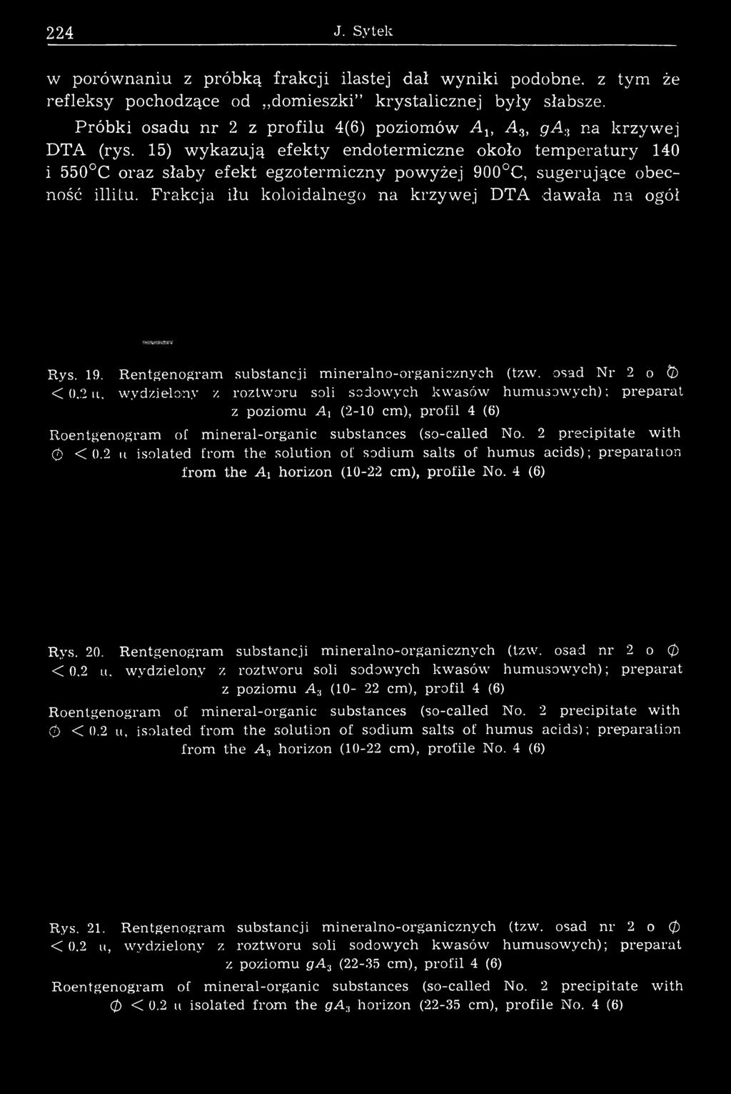 15) wykazują efekty endotermiczne około tem peratury 140 i 550 C oraz słaby efekt egzoterm iczny powyżej 900 C, sugerujące obecność illitu.