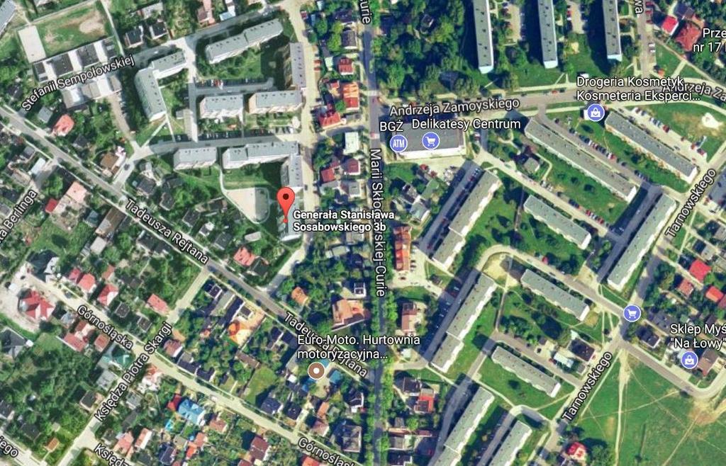 Mapa 3: Oznaczenie bloku w którym znajduje się wyceniany lokal przy ul. Sosabowskiego 3b.