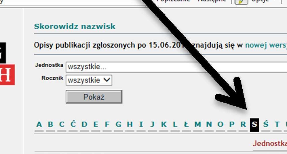 roczniku (roku), za który publikacje zostały