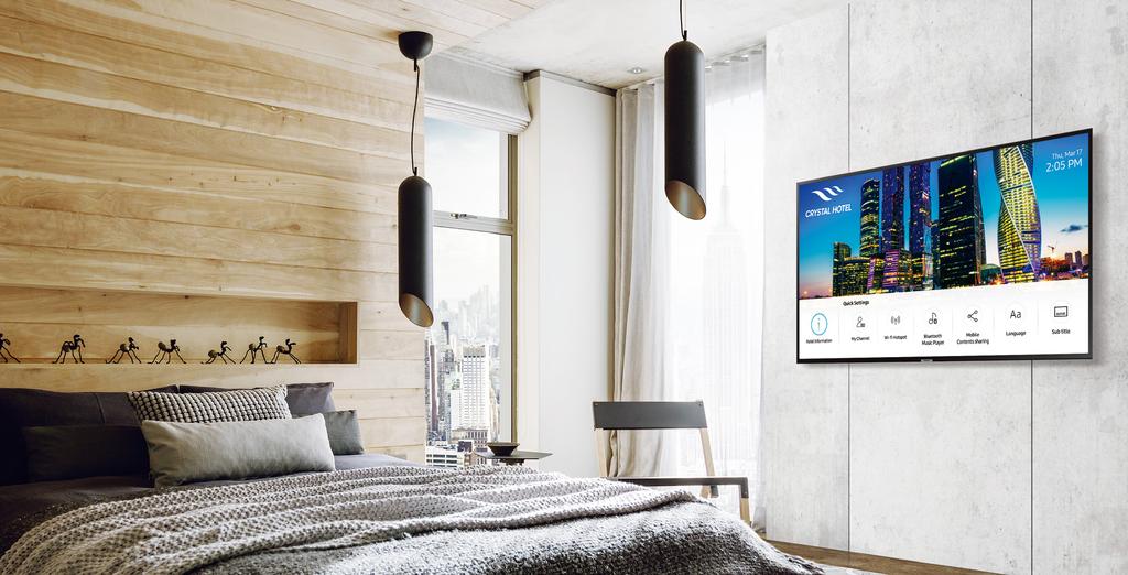 Premium Eleganckie, wielofunkcyjne wyświetlacze hotelowe klasy premium firmy Samsung umożliwiają dostarczanie gościom niezapomnianych wrażeń przy jednoczesnej poprawie