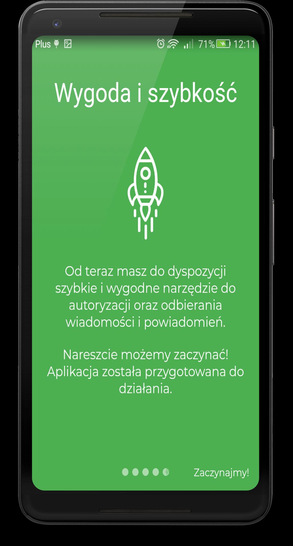 powiadomień kanał został przełączony z SMS na EBO Token PRO. system operacyjny Android wersja 5.0.