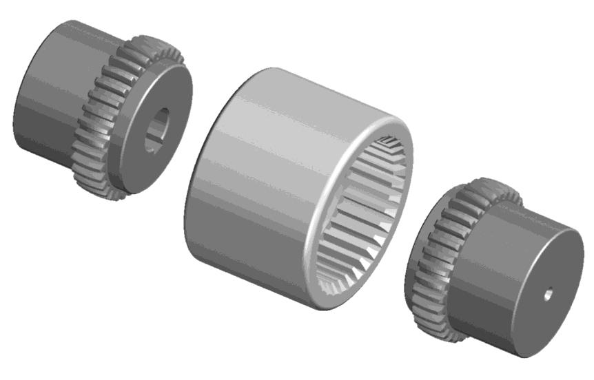Sprzęgła zębate SITEX Opis Sprzęgło SITEX składa się z dwóch piast zębatych, połączonych za pomocą jednej tulei z uzębieniem wewnętrznym.