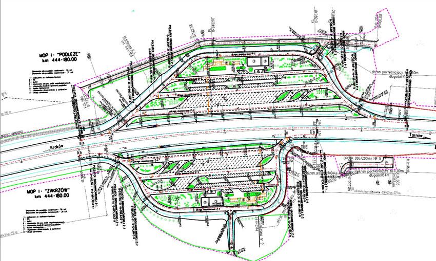 Zakres usług na MOP-ach Typ I pokazanych na rysunku 4 przestawia się następująco MOP Zakrzów - stanowiska parkingowe dla samochodów