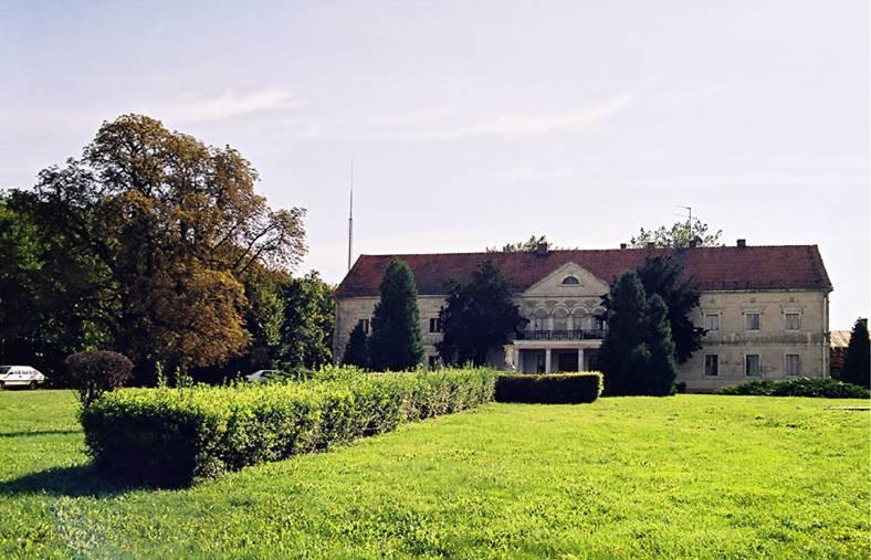 przyścienne pilastry i schody wewnętrzne oraz oryginalna żeliwna balustrada balkonu z połowy XIX w. Zdjęcie 2. Pałac w Taczanowie Drugim. Źródło: www.galeriawielkopolska.