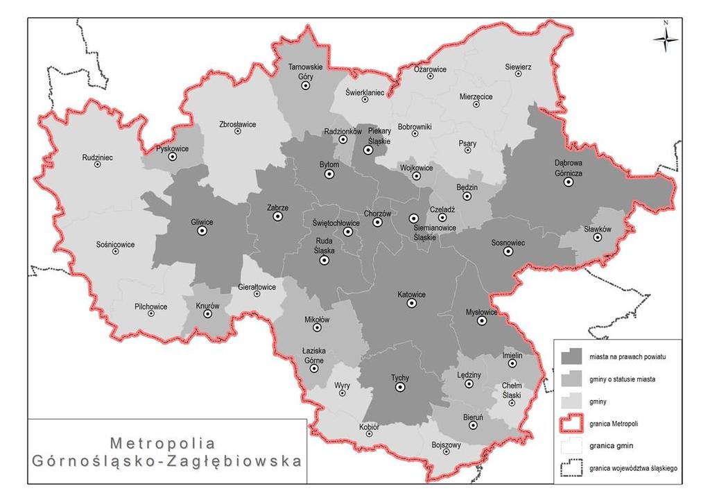 CHARAKTERYSTYKA MIEJSKICH OBSZARÓW FUNKCJONALNYCH - Monocentryczne: (z widocznym rdzeniem) - Policentryczne: