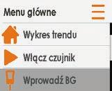 Wprowadzanie wstępnych odczytów z glukometru Po zakończeniu dwugodzinnego rozruchu czujnika trzeba wprowadzić dwa odczyty poziomu glukozy we krwi pochodzące z glukometru, zanim czujnik zacznie