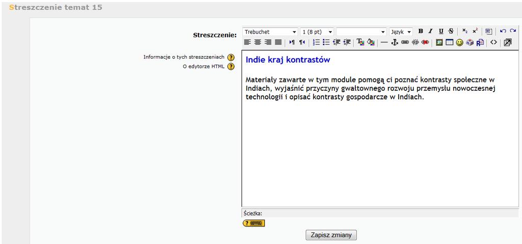 W instrukcji wielkimi literami zapisane są nazwy przycisków/opcji Logujemy się na szkolną platformę Moodle i otwieramy zawartość kursu z geografii.