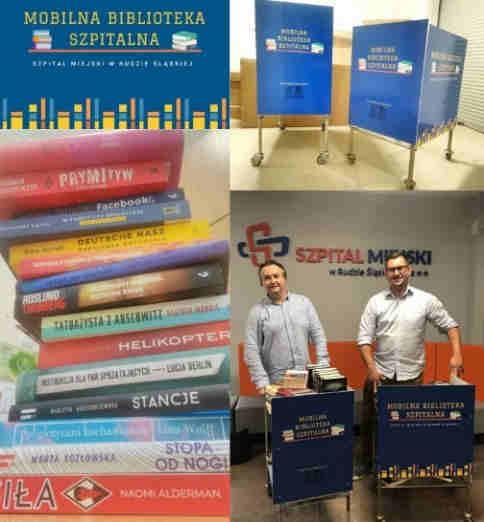 Mobilna Biblioteka Szpitalna 13 czerwca 2018 r. Od najnowszych kryminałów po Pismo Święte mogą wypożyczyć pacjenci Szpitala Miejskiego w Rudzie Śląskiej.