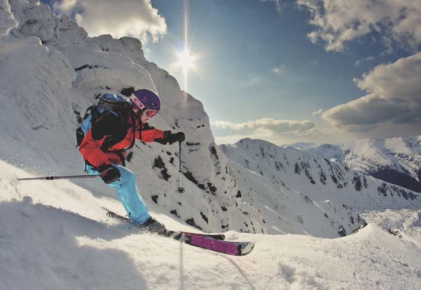 Raj sportów zimowych Trasy narciarskie ze wszystkimi stopniami trudności, piękne trasy zjazdowe dla miłośników snowboardu, zaśnieżone majestatyczne zbocza górskie nadające się do zimowych pieszych