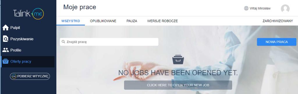 Mając wypełniony profil firmowy, można przejść do publikacji ogłoszeń pracy.