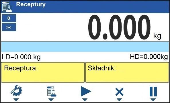 31. MOD PRACY RECEPTURY Mod pracy pozwalający na sporządzanie mieszanin z wielu składników. 31.1. Okno główne modu pracy 31.2.