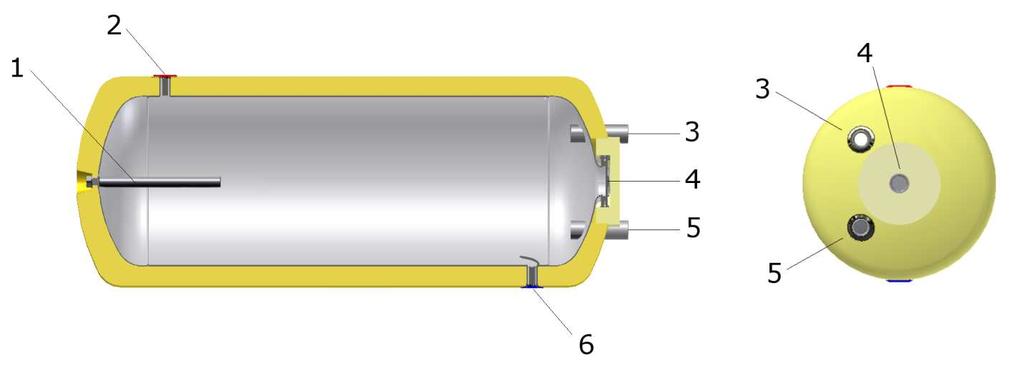 2. Opis budowy 2.1 BUDOWA Zasobniki poziome typu Z-E xx.20 występują w pojemnościach 80, 100, 120, 140 l. Są urządzeniami ciśnieniowymi, tzn.