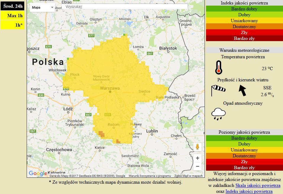 [w µg/m 3 ] na automatycznych stacjach