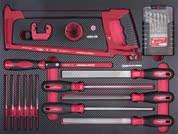 wzór karbonu - Nasadki sześciokątne 1/4 "od 3,5-14 mm - Nasadki sześciokątne 3/8 "od 8-24 mm - Klucze płasko-oczkowe od 5,5-32 mm - Nasadki