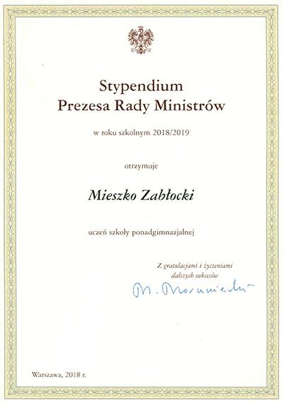 początek strony... Stypendium Ministra Kultury i Dziedzictwa Narodowego - Wiceprezesa Rady Ministrów Piotra Glińskiego Wiktoria Wasiak (kl. 3 POSM II st.) i Kamil Borsuk (kl. 3 PSM II st.