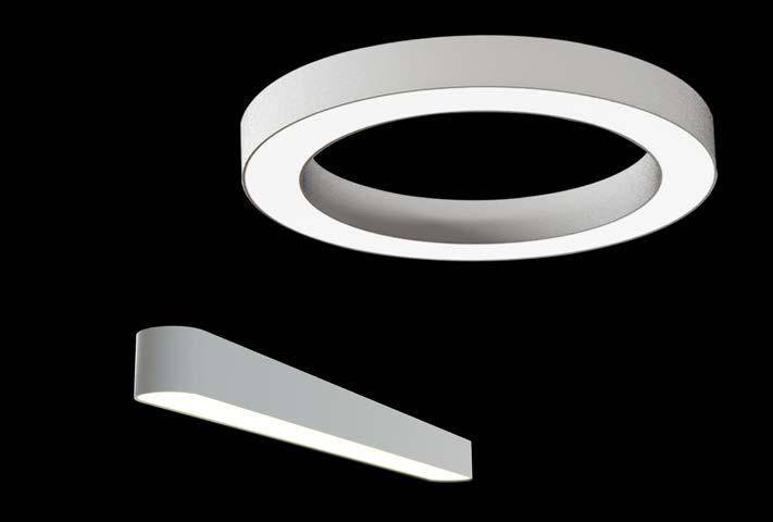RTSPE ROUND/LINE LED tunable white E Efektowny wygląd nadający wnętrzom nowoczesny charakter Korpus wykonany z profilu aluminiowego Wykonanie oprawy w wariancie EDGE Trzy